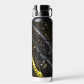 スパークリー金ゴールドブラックシック抽象芸術モノグラム ウォーターボトル (背面)