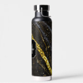 スパークリー金ゴールドブラックシック抽象芸術モノグラム ウォーターボトル (左面)