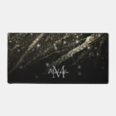 スパークリー金ゴールドブラックシック抽象芸術モノグラム デスクマット (正面)