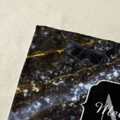 スパークリー金ゴールドブラックシック抽象芸術モノグラム ビーチタオル (インサイチュ)