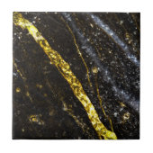 スパークリー金ゴールドブラックシック抽象芸術 タイル (正面)