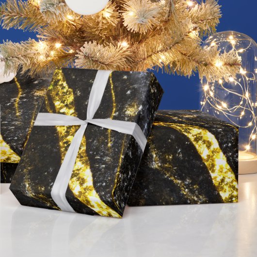 スパークリー金ゴールドブラックシック抽象芸術 ラッピングペーパー (クリスマス)