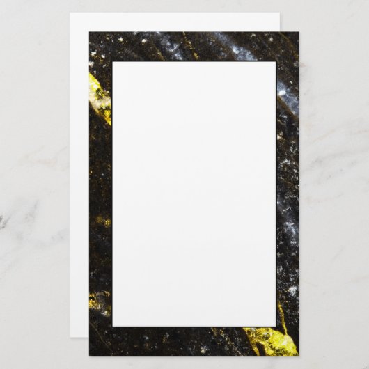 スパークリー金ゴールドブラックシック抽象芸術 便箋 (正面/裏面)