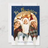 スパークリー金ゴールドブルーティズザシーズンクリスマスツリー シーズンカード (正面)