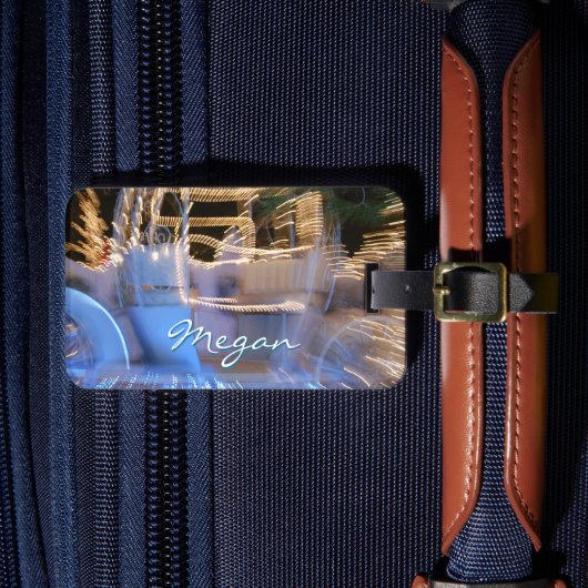 スパークリー金ゴールドブループリンセスコーチフォト名前をカスタムする ラゲッジタグ (正面インサイチュ4)