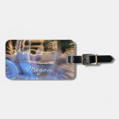 スパークリー金ゴールドブループリンセスコーチフォト名前をカスタムする ラゲッジタグ (正面横)