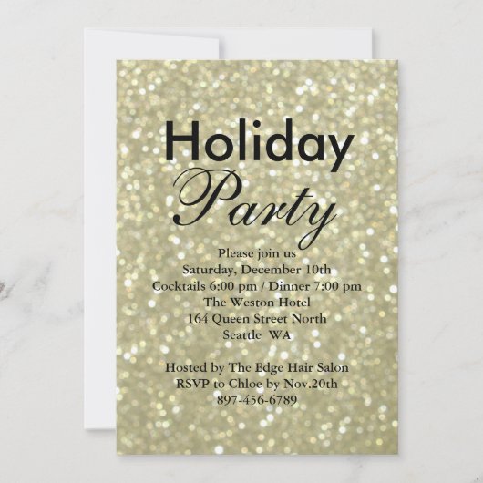 スパークリー金ゴールドホリデ企業のイ招待状 招待状 (正面)
