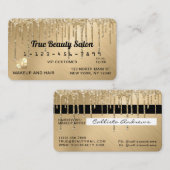 スパークリー金ゴールドメタリックグリッタードリップクレジット 名刺 (正面/裏面)