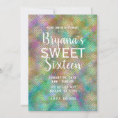 スパークリー金ゴールドレインボーライトシェブロンスイート16パーティー 招待状 (正面)