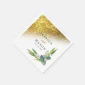 スパークリー金ゴールド結婚ユーカリのカクテル スタンダードカクテルナプキン (角)