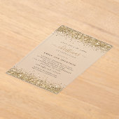 スパークリー金ゴールド縁どグリッタークリスマスパーティー アクリル招待状 (レイダウン)