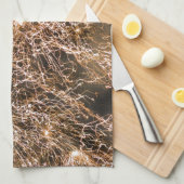 スパークリー金ゴールド花火抽象芸術 キッチンタオル (四つ折り)