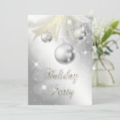 スパークリー金ゴールド&シルバーオーナメントホリデーパーティー 招待状 (スタンド正面)