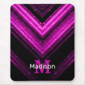 スパークリー金属熱ピンクマゼンタシェブロンモノグラム マウスパッド (正面)
