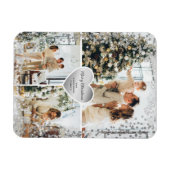 スパークリー銀のハート写真メリークリスマスマグネット マグネット (横)