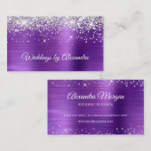 スパークリー銀グリッターアメジストサテンフォイル 名刺 (正面/裏面)