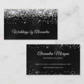 スパークリー銀グリッターダークグレーブラックサテンフォイル 名刺 (正面/裏面)