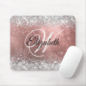 スパークリー銀グリッターバラ赤面フォイルモノグラム マウスパッド (マウス)