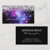 スパークリー銀グリッターパープル銀河系シテリア 名刺 (正面/裏面)