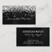 スパークリー銀グリッターブラックフォイル 名刺 (正面/裏面)