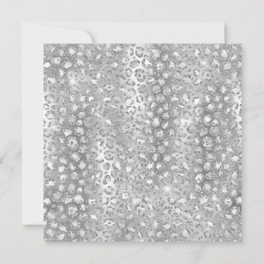 スパークリー銀グリッターホイルヒョウ印刷誕生日 招待状 (裏面)