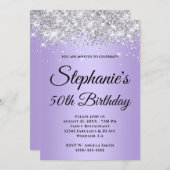 スパークリー銀グリッターラベンダーパープルグラデーション 招待状 (正面/裏面)