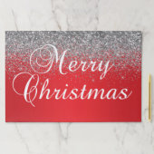スパークリー銀グリッターレッドグラデーションメリークリスマス ペーパーパッド (インサイチュ)