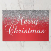 スパークリー銀グリッターレッドグラデーションメリークリスマス ペーパーパッド (正面)