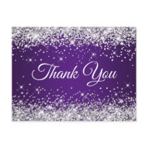 スパークリー銀グリッター王室のパープルサンキュー