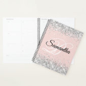 スパークリー銀グリッター赤面モノグラファンシーム プランナー手帳 (ディスプレー)