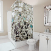 スパークリー銀グリッター、ガラスと鏡 シャワーカーテン (インサイチュ)
