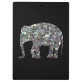 スパークリー銀モザイクグリッターゾウ クリップボード (裏面)