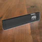 スパークリー銀モザイクグリッターゾウ デスクネームプレート (側面)