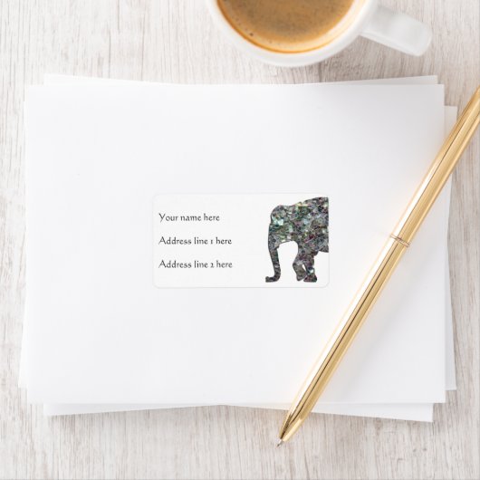 スパークリー銀モザイクグリッターゾウ ラベル (インサイチュ)