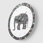 スパークリー銀モザイクグリッターゾウ ラージ壁時計 (傾斜)