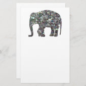 スパークリー銀モザイクグリッターゾウ 便箋 (正面/裏面)