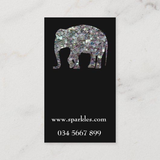 スパークリー銀モザイクグリッターゾウ 名刺 (裏面)