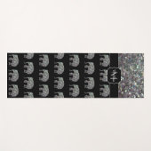 スパークリー銀モザイクグリッター象モノグラム ヨガマット (正面(横))