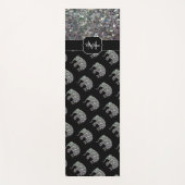 スパークリー銀モザイクグリッター象モノグラム ヨガマット (正面)