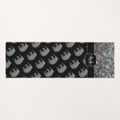 スパークリー銀モザイクグリッター象モノグラム ヨガマット (正面(横))