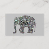 スパークリー銀モザイク象モノグラム灰色 名刺 (裏面)