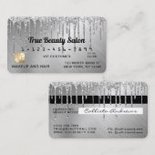 スパークリー銀金属グリッタードリップクレジット 名刺 (正面/裏面)