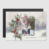 スパークリー雪のシーン冬のフローラ写真 (正面/裏面)