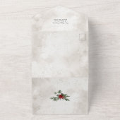 スパークリー雪のシーン冬のフローラ写真 オールインワン招待状 (外側)