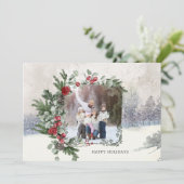 スパークリー雪のシーン冬のフローラ写真 シーズンカード (スタンド正面)