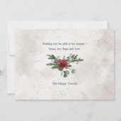 スパークリー雪のシーン冬のフローラ写真 シーズンカード (裏面)