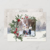 スパークリー雪のシーン冬のフローラ写真 ポストカード (正面/裏面)