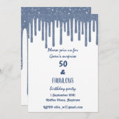 スパークリー青ドリップワックス50番誕生日 招待状 (正面/裏面)