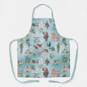 スパークリー魔法の冬のヴィンテージクリスマスコラージュ エプロン (正面)