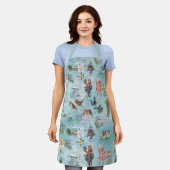 スパークリー魔法の冬のヴィンテージクリスマスコラージュ エプロン (着用した状態)